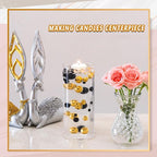 300Pcs Vase Filler Black Brightgold No Hole Faux Pearl Beads for Vase Filling Decorations, Candle Centerpieces, Wedding Centerpieces, Home Party Decor (8/14/20mm)