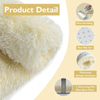 Fluffy Round Area Rugs for Bedroom,Ivory 5'X5'Shag Circle Area Rugs for Girls Room,Non Slip Fuzzy Plush Rug for Kids Room Living Room and Dorm Home Rug