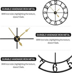 LEIKE Extra Large Wall Clocks,Silent Little Ticking,Battery Operated Vintage Round Modern Metal Wall Clock for Living Room, Bedroom,Farmhouse,Office Home Decor-32 Inch(Black-Arabic Number)
