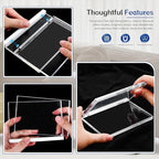 4-Pack 4x6 Acrylic Frame – Concealed Magnetic Free-Standing Horizontal Display, Clear Frameless Acrylic Frames for Pictures, Artworks, Postcards or Photo Prints on Desk, Shelves, and Office Decor