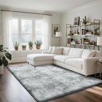 Fluffy Rug Shaggy Area Rug, Mottling Grey 4x6 Area Rugs for Bedroom, Small Bedside Rug, Soft Fluffy Shaggy Entryway Throw Rugs for Living Room Bedroom Kids Room Home Decor