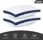Utopia Bedding Bed Pillows for Sleeping Queen Size (Navy), Set of 2, Cooling Hotel Quality, Gusseted Pillow for Back, Stomach or Side Sleepers