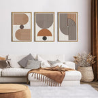 Mid Century Boho Modern Wall Art Set Abstract Geometric Wooden Wall Decor Minimalist Line Neutral Artwork Mid Century Wood Art Decor for Living Room Bedroom Office-16x24Inch x3