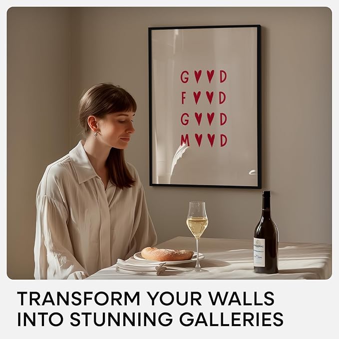 Homeforia A2 Picture Frame Black, High End Metal 16.5 x 23.5 inch Poster Frames with Mat 11.7 x 16.5 for Photo, A2 Size Frames Matted to A3 Print, 16.5 by 23.4 Hanging Frames, Tempered Glass, Set of 1