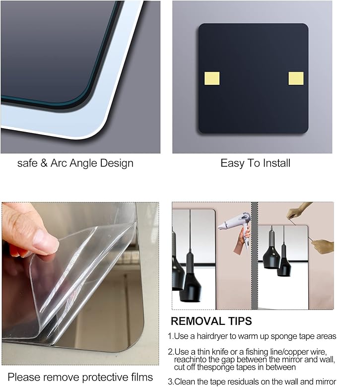 Unbreakable Plexiglass Acrylic Mirror for Kids, 1 PCS 8 x 8 inch, Shatterproof Safe Mirror for Wall, Used for Hand Makeup Mirrors, Hang Mirro, Bedroom Door Mirro, Shaving Mirrors, Workout Mirro