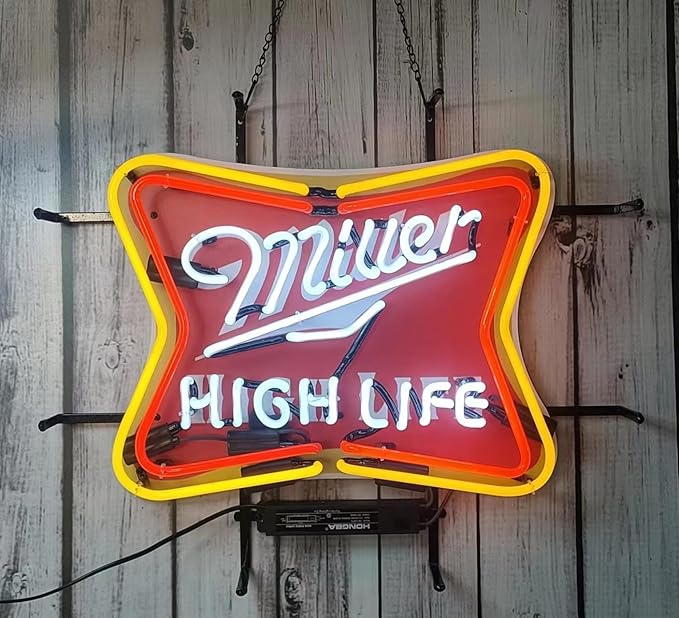 Neon Signs Beer Bedroom Miller High Life Beer Glass Neon Signs for Man Cave Birthday Party Neon Light Art Wall Lights 24 X 20 Inches