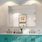 Mirrorons Beveled Mirror, Wall Mirror 40" x 30", Frameless Rectangle Bathroom Mirror with Beveled Edge, Hangs Horizontally or Vertically. Rounded Corner Tempered