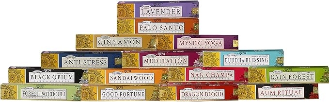 Deepika 12 Pack Assorted Pack 15 Gram x 12 Packs (180 Sticks) for Meditation, Aromatherapy, Healing and Yoga