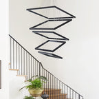 Square Led Chandelier Modern Led Hanging Light 5-Rings Contemporary Ceiling Pendant Light Dimmable Pendant Light for Living Room Kitchen Dining Room 15.7"+19.6"+23.6"+27.5"+31.4" Black