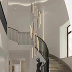 Modern Adjustable Height Pendant Light Fixture Black 288W LED Pendant Lights 16 Rings Rectangular Chandelier Staircase Large Chandelier Lobby Living Room Foyer High Ceiling Chandeliers