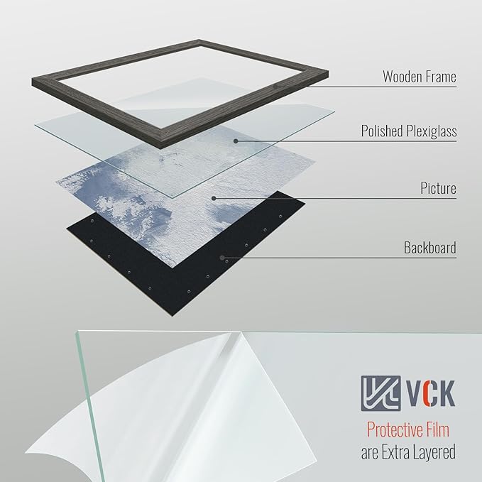 VCK 14x22 Picture Frame Set of 3, Gray Solid Wood Poster Picture Frame, Exclusive Wood Grain, Wall Mounting Hanging