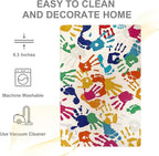 STARUIA Large Colorful Kids Rug 6x9 Ft, Non-Slip Washable Rugs for Classroom, Handprints and Footprints Rugs for Playroom, Soft Nursery Rug Indoor Play Mat for Kids Room Daycare School