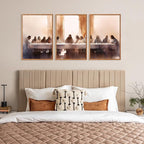 Aurlan Jesus Last Supper Bible Story Wall Art(16"x24"), 3PCS Boho Christ Christian Easter Gifts Canvas Artwork, Neutral Spiritual Religious Faith Decor Prints for Office Home