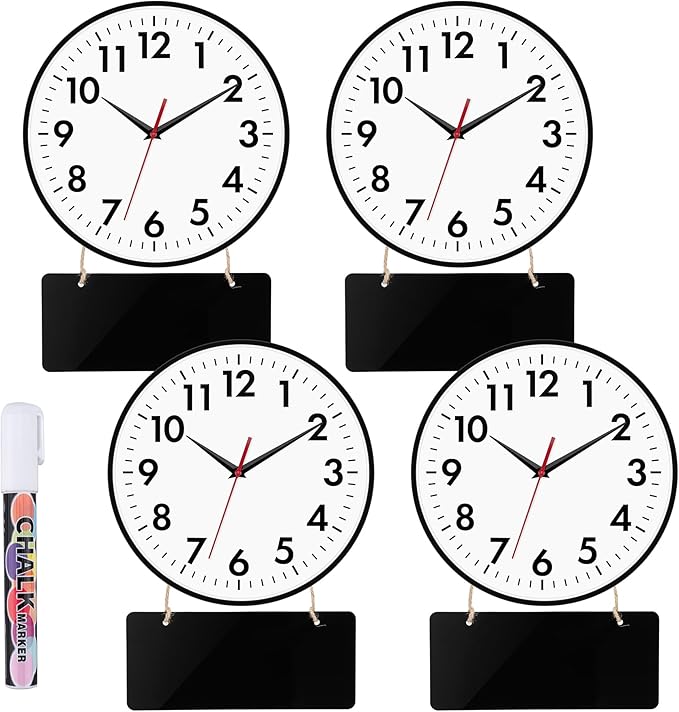 Lumuasky 4-Pack Silent Wall Clocks Time Zones with 4 Pcs Chalkboard and White Marker Pen – Battery Operated Clocks with Time Zones Multi Time Zone Clocks Perfect for Home, Office & Classroom