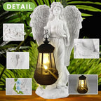 Solar Angel Garden Statue, Angel Figurine Outdoor Decor with Warm White Solar Lantern Garden Angel Figurine Outdoor Statue Waterproof Angel Sculpture Lawn Yard Art Patio Ornament Housewarming Gift