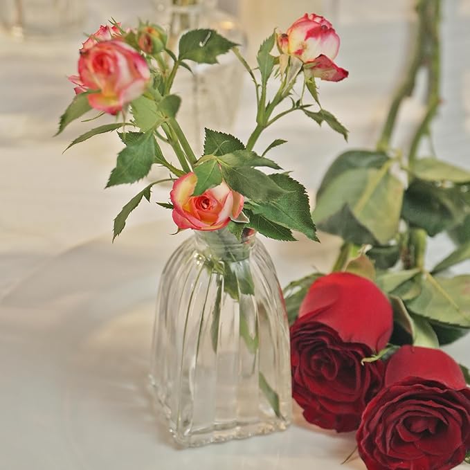 16pcs Glass Bud Vase, Small Vase for Flower, Clear Flower Vases for Centerpieces, Mini Vintage Vase in Bulk for Wedding Table Home Decoration