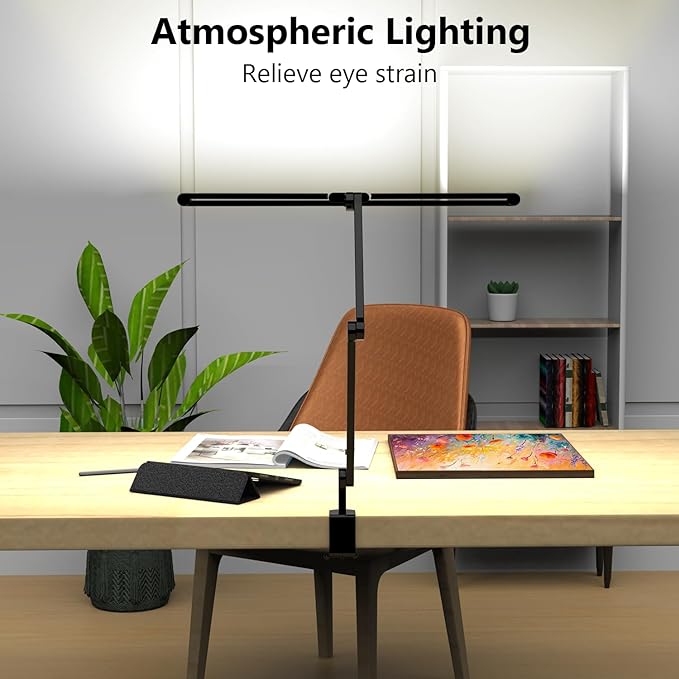 3000 Lumen Ultra Bright Architect Desk Lamp with Clamp, 36W Tall Overhead Led Desk Light for Home Office, 47Inch Long Dimmable Computer Monitor Light Bar with Remote for Table Desktop Drafting