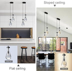 Modern Raindrop Pendant Lights, Black Cluster 2-Light Pendant Lights Kitchen Island, Bronze Bedside Pendant Lighting, Adjustable Suspension Cord for Dining Room,Bathroom,Bedroom,Bulb Included