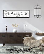 HLJ ART Be Our Guest Wall Decor: Farmhouse Bedroom Art Above Bed, 12" x 40" Framed Large Guest Room Signs, Rustic Country Decorative Plaques for Home Living Room Kitchen
