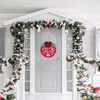 HOMCDALY Merry Christmas Welcome Sign for Front Door, Red X-mas Sign with Light, Holiday Door Decoration Wooden Hanging Sign, Christmas Decoration, Wall Art, Wall Decor(Red)