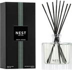NEST New York Reed Diffuser, Indian Jasmine - 5.9 fl oz - Fragrance for Up to 90 Days - Reusable, Refillable Glass Holder - Includes 8 All-Natural Reed Sticks - Flame Free
