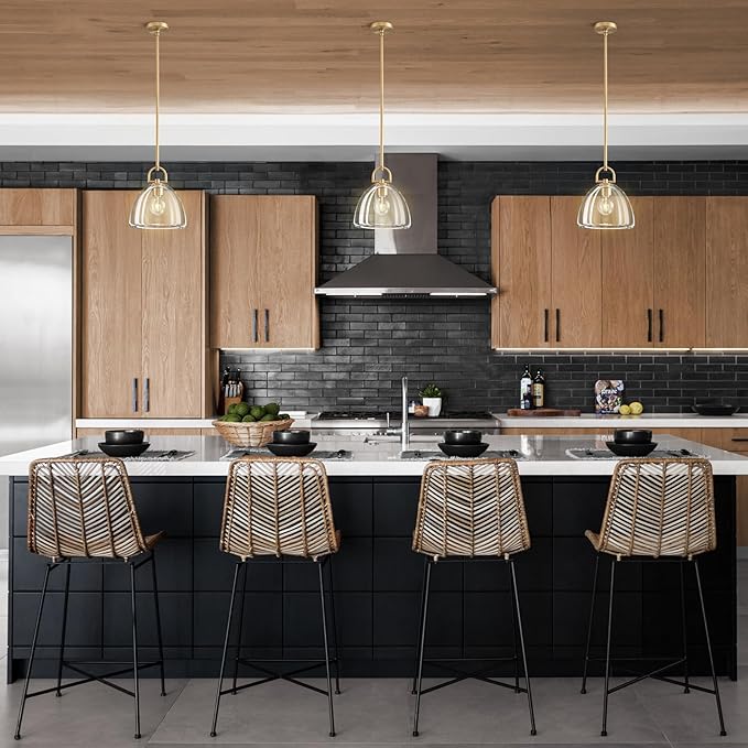 Modern Crystal Brass Pendant Light Fixture, 11" Crystals Pendant Lights Kitchen Island, Modern Island Lights for Kitchen, Farmhouse Crystal Dome Pendant Light for Hallway Dining Room Bedroom