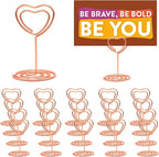 CUNGLIN Table Number Holders Place Card Holder Stand 20 Pack, Gold Heart Shape Holder for Wedding Party Mini Photo Playing Cards Holder Picture Menu Memo Clips