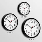 Atomic Wall Clock Analog 10 Inch Battery Operated Modern Decorative for Living Room Kitchen Office Bedroom Bathroom(Black)
