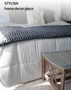 YnM Chunky Throw Blanket, Medium-Weight, Hand Knitted with Chenille Yarn, Skin Friendly, Ventilated and Breathable, Machine Washable, Home Décor Piece for Couch, Sofa and Bed (Lava Grey, 60x80 Inch)