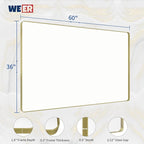 WEER Gold Bathroom Mirror, 60X36 Inch Brushed Gold Metal Frame Mirror, Rounded Rectangle Gold Bathroom Vanity Mirror for Wall, Tempered Glass, Anti-Rust, Hangs Horizontally or Vertically