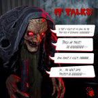 AW Animated Halloween Decorations,Scary Witch with Crutch,5.3FT Life Size Standing Clown,Motion/Sound Activated LED Eyes Creepy Sound,Haunted House Props Party Outdoor Indoor Lawn Yard Patio 2025