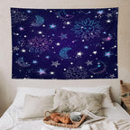 HZOHNAGO Boho Sun Moon Tapestry Purple Blue Sun Stars Galaxy Pattern Printed Wall Tapestry Wall Hanging for Bedroom Living Room Dorm 60" W x 40" H