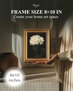 HUARCEY Gold Framed Vintage Wall Art for Living Room, Flowers Painting Canvas Prints Shelf Decor for Kitchen, Aesthetic Bedroom Wall Art, Christmas Gifts for Friends or Family (White Hydrangea 8"x10")