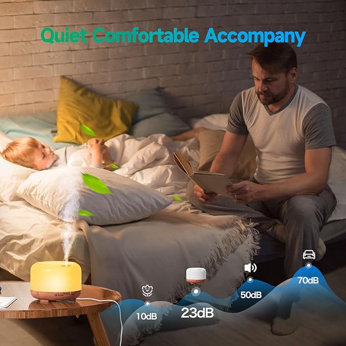 Diffuser, YIKUBEE Essential Oil Diffuser, 500ml Humidifier, Diffusers for Home, Aromatherapy Diffuser with Remote Control, Diffusers for Essential Oils Large Room