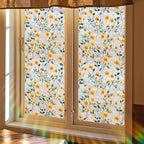 Window Film, Decorative Rainbow Yellow Flowers Stained Static Glass Window Clings Stickers for Home Office Living Room Bedroom Glass Windows Door Decor 17.72 x 39.37 Inches