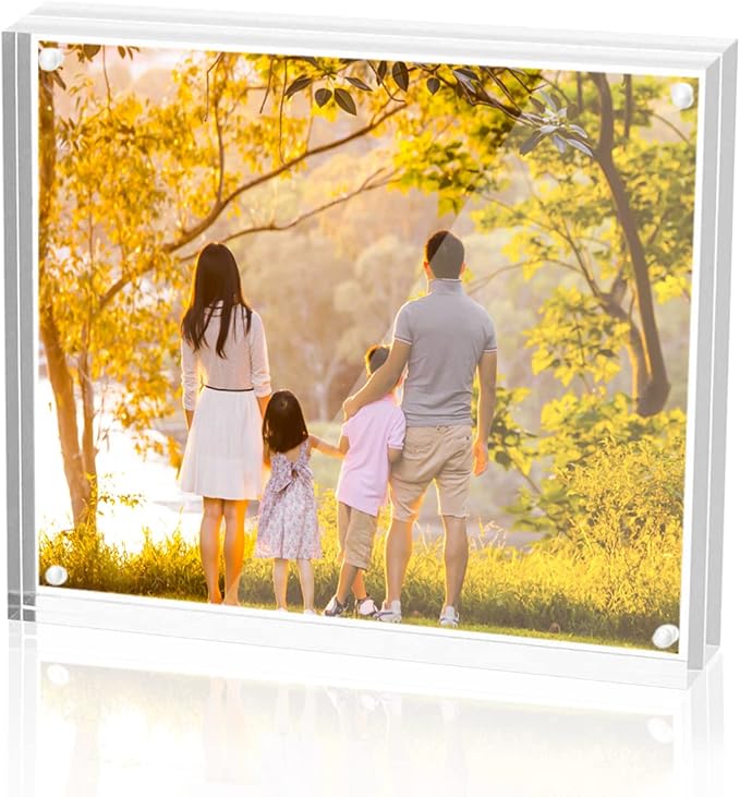 Acrylic 4x4 Square Picture Frame, Magnetic Acrylic Picture Frames for 4x4 or 3x3 Pictures Display, Clear Double Sided Thick Picture Frames, Photo Frames Desktop Display