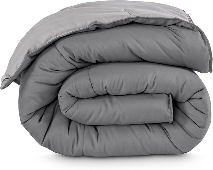 Bare Home Comforter - Reversible Colors - Goose Down Alternative - Ultra-Soft - Premium 1800 Series - All Season Warmth - Bedding Comforter (Twin/Twin XL, Grey/Light Grey)