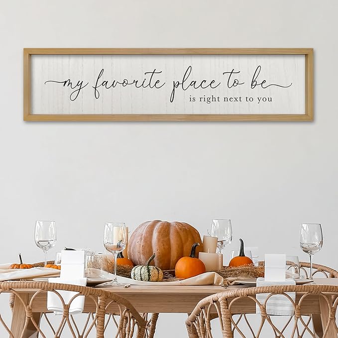 ZZJJHYWGQ Love Quotes Wall Decor My Favorite Place To Be Sign 32"×8" Couples Love Theme Plaque Modren Farmhouse Master Bedroom Above Over Bed Wood Framed Wall Art (Wood)