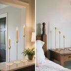 Taper Candle Holders, Set of 6 Candlestick Holders for Table Centerpieces, Weddings, Parties, Anniversaries and Home Decor, Elegant Candle Holders (Gold)