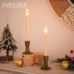 Wooden Taper Candle Holders: Wood Candlestick Holders Rustic Brown Farmhouse Fall Decor for Living Room Dinning Table Centerpiece Christmas Set of 10