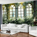 FENDROM Window View White Flower Tapestry Nature Landscape Classic Flower Vine Wall Hanging Party Decorations For Bedroom Living Room Dorm