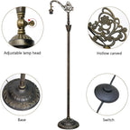 Tiffany Floor Lamp with Angle Adjustable Stained Glass Lampshade Rustic Style Gooseneck Reading Floor Light Tiffany Style Standing Corner Light 63 inches for Home Living Room Bedroom