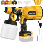 200W Cordless Airless Paint Sprayer for Dewalt 20V MAX Battery, Electric HVLP Spray Paint Gun with 1200ML Container, 4 Copper Nozzles,3 Patterns for Fence, Cabinets, Wall etc. (Battery Not Included)