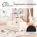 Welnow 2-in-1 Kids Sofa Chair, Convertible Toddler Chair Flip Out Children Sofa Chair with Wave Armrests Folding Kids Play Sofa with Side Pockets & Removable Cover Armchair for Girl or Boy