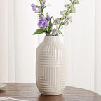 hjn White Ceramic Vase for Home Decor - Modern Vases for Living Room/Bookshelf/Mantel - 10.6" H