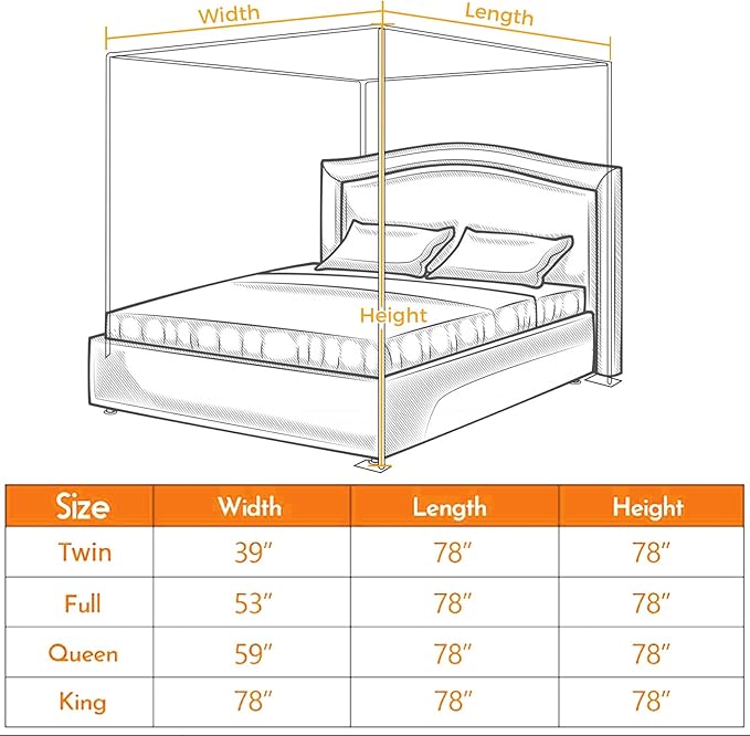 Canopy Bed Frame Post for King Size, Premium Stainless Steel Post Poles, Thicken Canopy Frame, Fit for Four-Corner and Mosquito Curtains