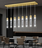 8-Lights Modern Crystal Chandeliers for Kitchen Island Pendants Lighting Fixture for Dining Room LED Ceiling Light for Hallway Foyer 6000K Sliver
