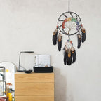 7 Chakras Dream Catchers Tree of Life Dream Catcher Black Feather Wall Decor with Rainbow Healing Crystal Stone Ornaments Wall Art Hanging for Bedroom Home Decor Blessing Gift Wedding Party -23.6"
