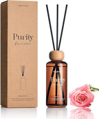 M&SENSE Rose Amber Reed Diffuser: 6.3 fl oz Non-Toxic Aroma Set with Sticks, Light & Subtle Fragrance, Long-Lasting Natural Essential Oil Gifts for Bedroom, Shelf Decor & Small Spaces