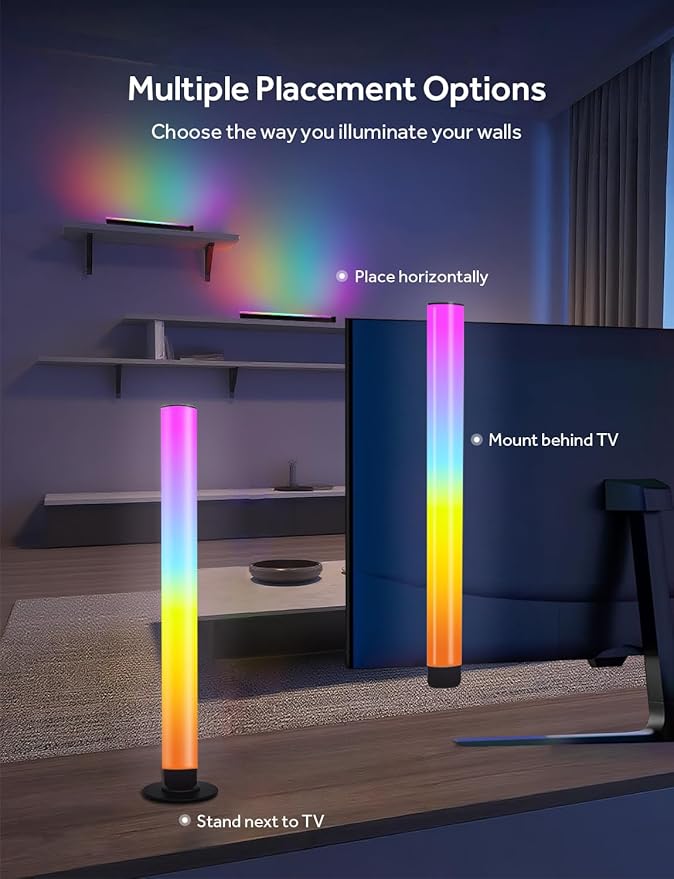 Smart LED Light Bars, RGB Light Bar for Room, 16 Million Colors & 213 Preset Modes Gaming Lights, Remote Control & App Control, Dynamic Music Sync Mode TV Backlight, USB Powered Ambient Lighting